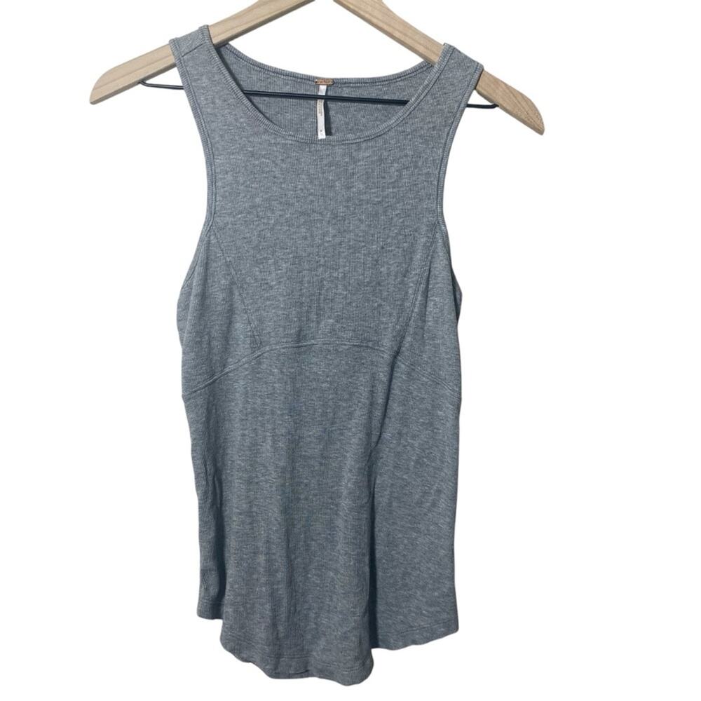 Free People Tank Top Size M Gray Ribbed Basic